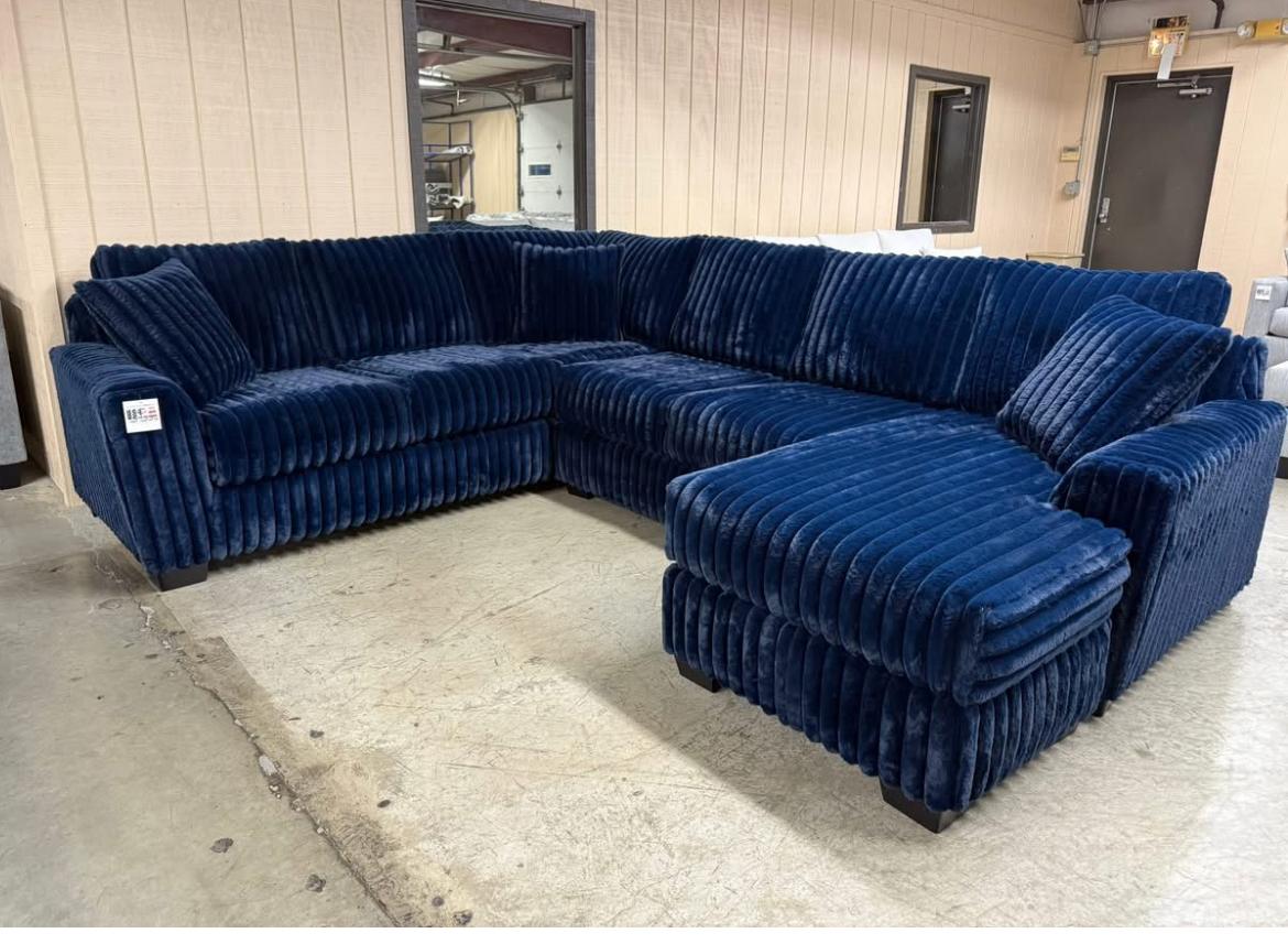 Wham Blue 3-Piece Corduroy Sectional Sofa