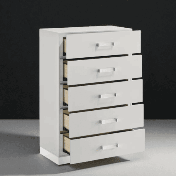 8-Piece White Panel Bedroom Set with Mirrored & LED Accents - Image 2