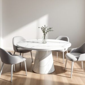 5-Piece Faux Marble Dining Set with Table and 4 Chairs