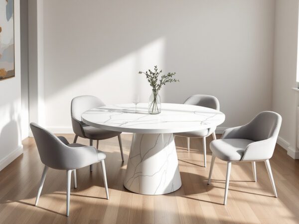 5-Piece Faux Marble Dining Set with Table and 4 Chairs