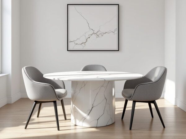 5-Piece Faux Marble Dining Set with Table and 4 Chairs - Image 5