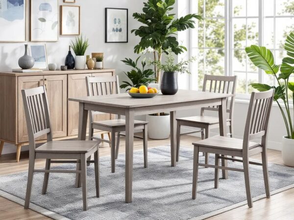 Compact 5-Piece Dining Set – Solid Wood Table with 4 Chairs - Image 3