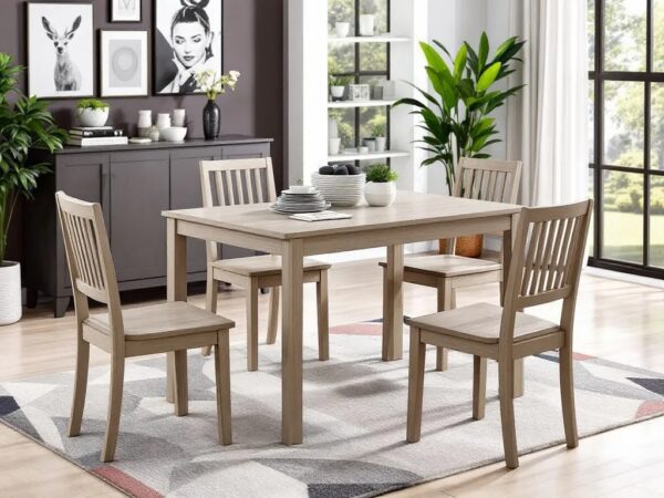 Compact 5-Piece Dining Set – Solid Wood Table with 4 Chairs - Image 4