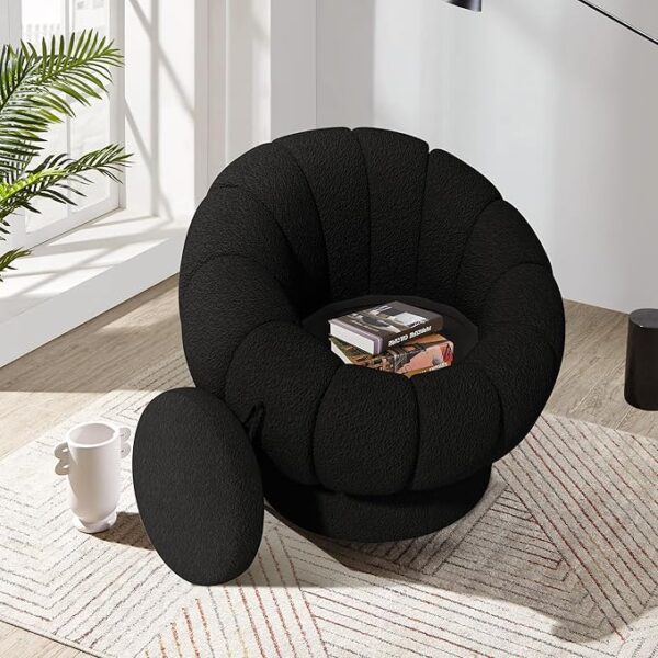 COCO DESIGN 30″ Bouclé Swivel Barrel Accent Chair with Storage - Image 2