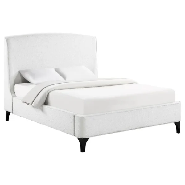 Mosby Curved Upholstered Eastern King Platform Bed – White Bouclé - Image 2