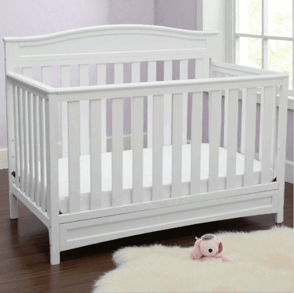 4-in-1 Convertible Baby Crib with Sleigh Design & Daybed Option - Image 2