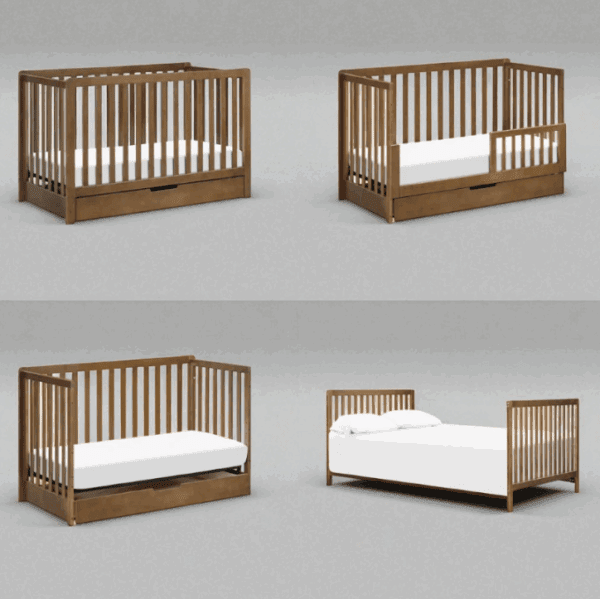 4-in-1 Convertible Baby Crib with Storage Drawer & Trundle - Image 2