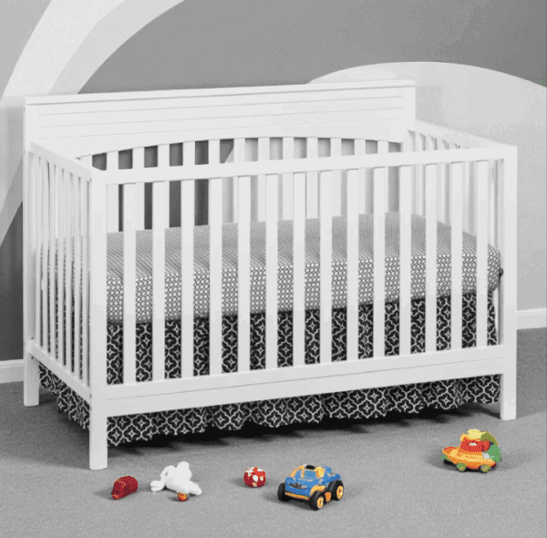 Harper 4-in-1 convertible baby crib with modern straight-line design, GREENGUARD Gold Certified.