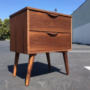 Custom Mid-Century Sculptural Walnut Nightstand – Handcrafted