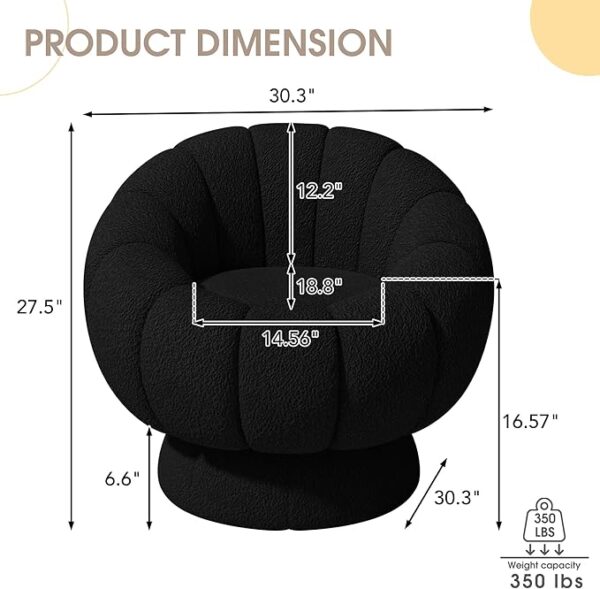 COCO DESIGN 30″ Bouclé Swivel Barrel Accent Chair with Storage - Image 3