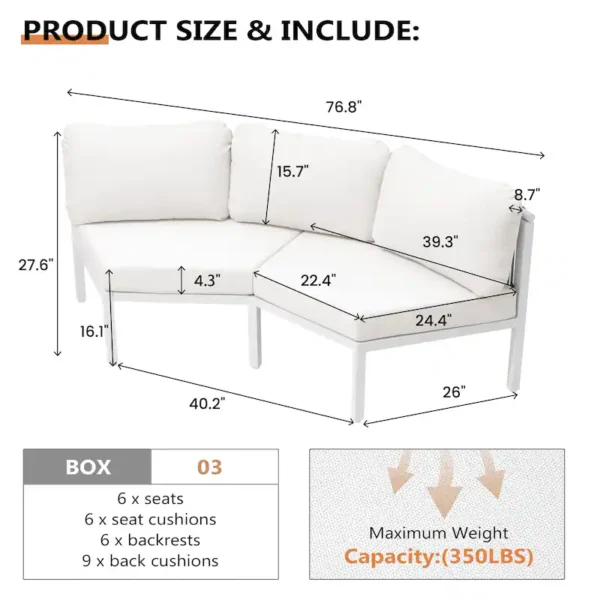 Pellebant Half Moon Outdoor Rattan Sofa Sectional Patio Set - Image 2
