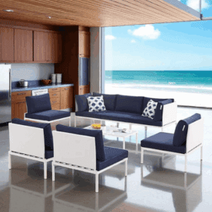 8-Piece Sunbrella Outdoor Sectional Sofa Set with Coffee Table