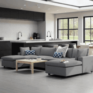 6-piece gray Sunbrella® outdoor sectional sofa set with modular design for patios and decks