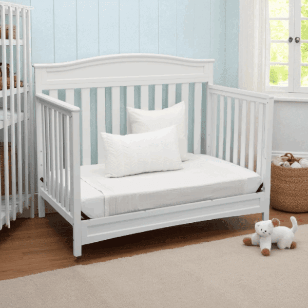 4-in-1 Convertible Baby Crib with Sleigh Design & Daybed Option - Image 3