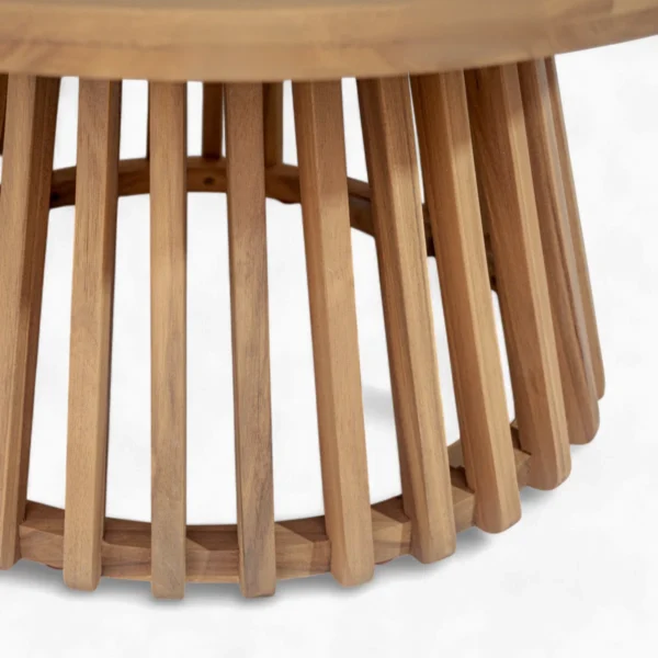 Vihaan Outdoor Acacia Wood Round Coffee Table – Light Teak - Image 2