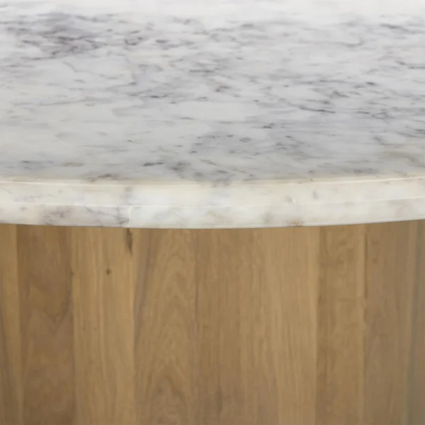 Mariana Mid-Century Round Dining Table – White Marble & Oak 60″ - Image 4