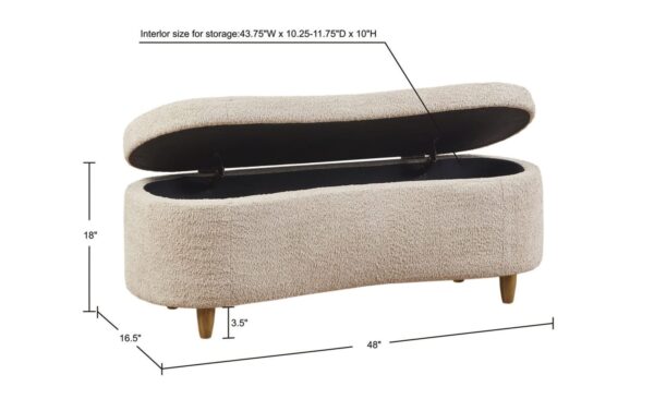 Solomon Upholstered Storage Bench – Mid-Century Modern Design - Image 3