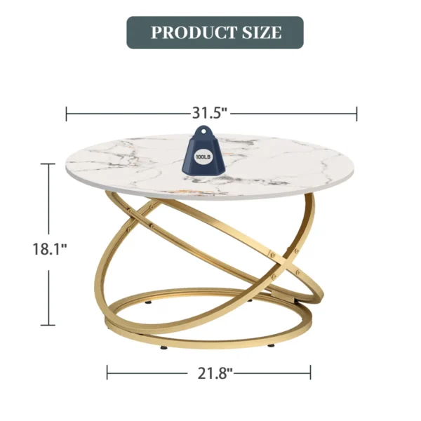 Round Faux-Marble Coffee Table – Modern Sculptural Accent - Image 3