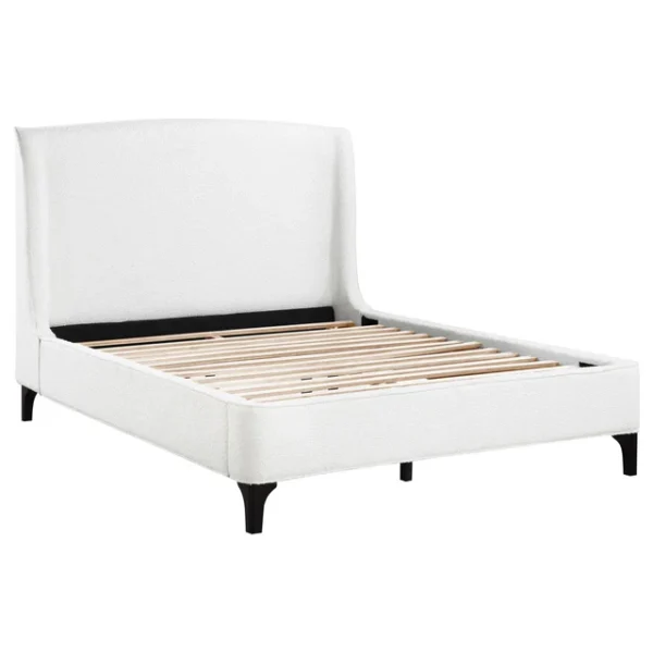 Mosby Curved Upholstered Eastern King Platform Bed – White Bouclé - Image 3
