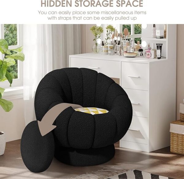 COCO DESIGN 30″ Bouclé Swivel Barrel Accent Chair with Storage - Image 4
