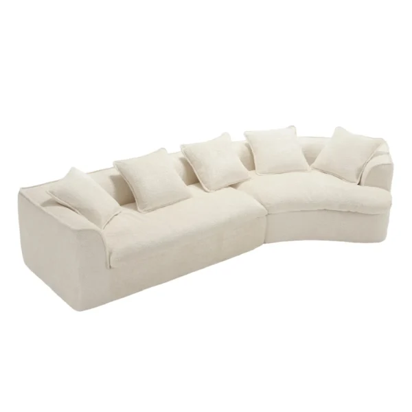 Curved Bouclé 3-Seater Sofa – Modern Living Room Upholstered - Image 3