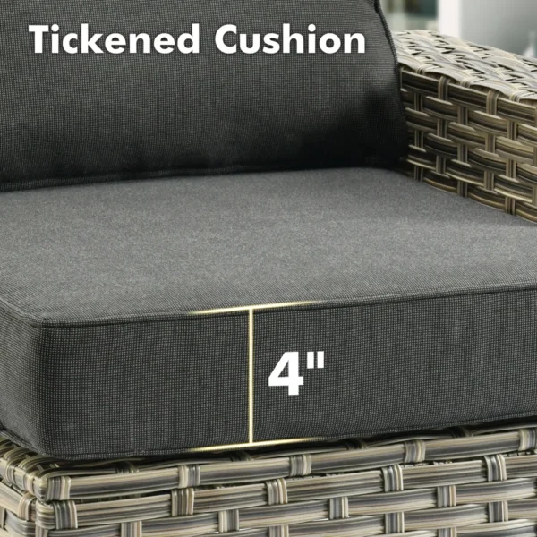 12-Piece Outdoor Wicker Sectional Set with Cushions & Table - Image 2