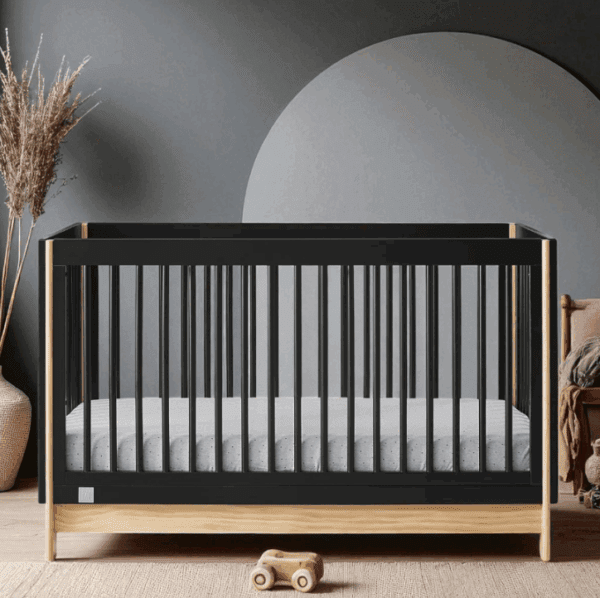 Luxury Upholstered 4-in-1 Convertible Baby Crib – Bouclé Panels - Image 3