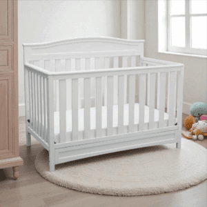 4-in-1 Convertible Baby Crib with Sleigh Design & Daybed Option