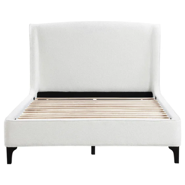 Mosby Curved Upholstered Eastern King Platform Bed – White Bouclé - Image 4