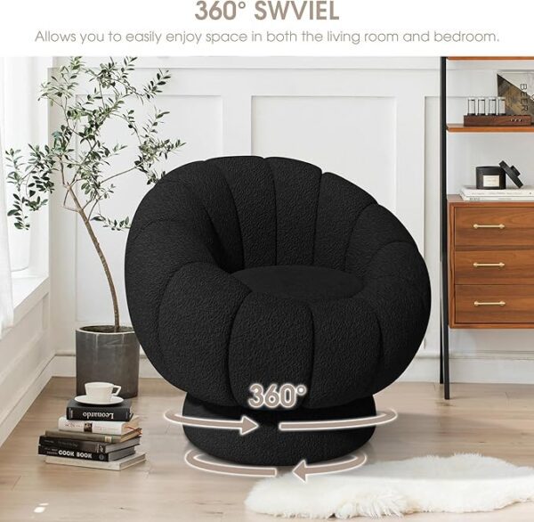 COCO DESIGN 30″ Bouclé Swivel Barrel Accent Chair with Storage - Image 5