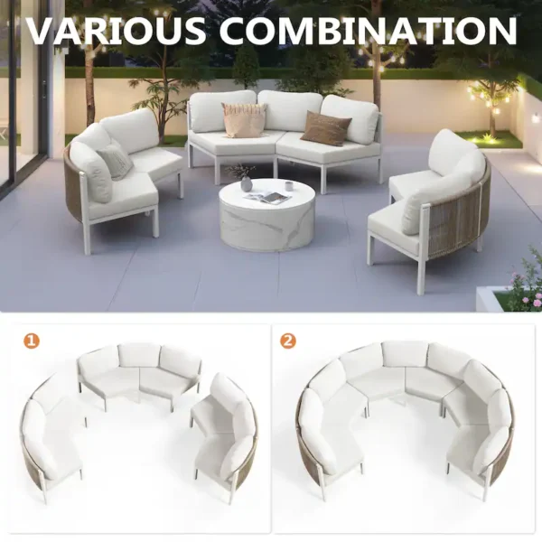 Pellebant Half Moon Outdoor Rattan Sofa Sectional Patio Set - Image 3