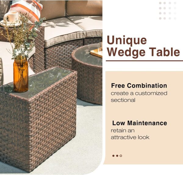 SUNSITT 11-Pc Half Moon Outdoor Sectional Set – Wicker & Beige - Image 5