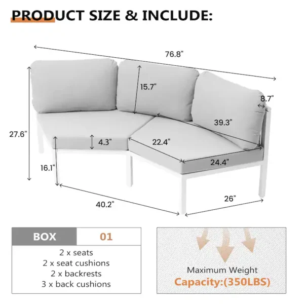 Pellebant Half Moon Outdoor Rattan Sofa Sectional Patio Set - Image 4
