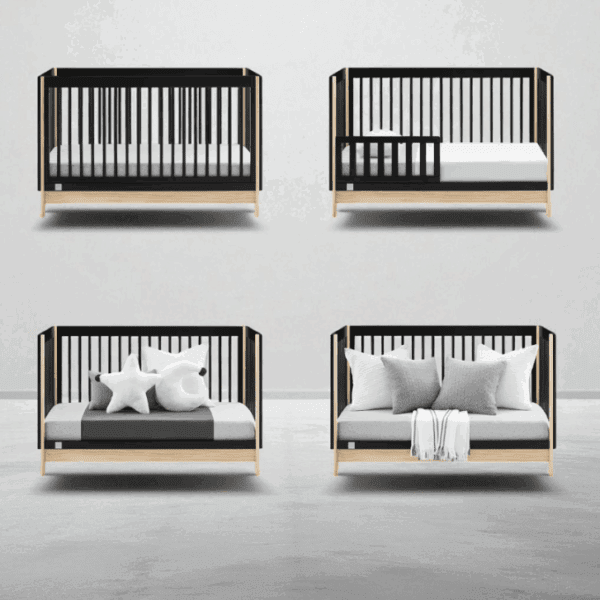 Luxury Upholstered 4-in-1 Convertible Baby Crib – Bouclé Panels - Image 5