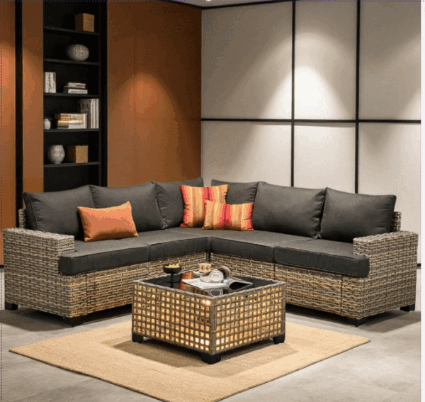 12-Piece Outdoor Wicker Sectional Set with Cushions & Table