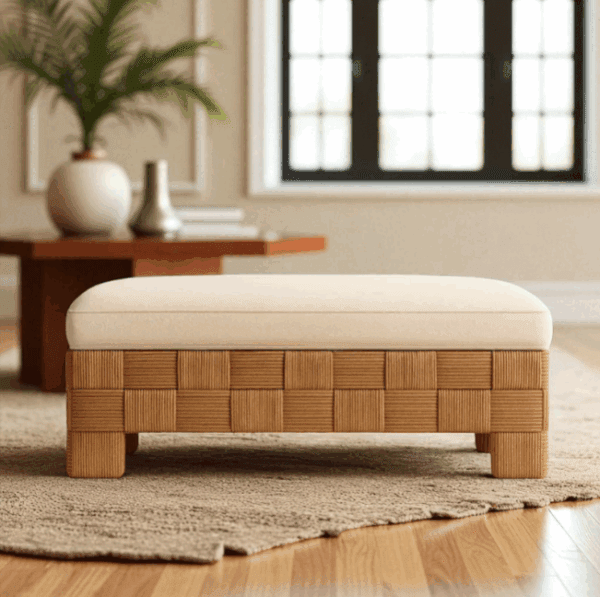 Annette contemporary curved upholstered king bed frame with solid wood platform design.