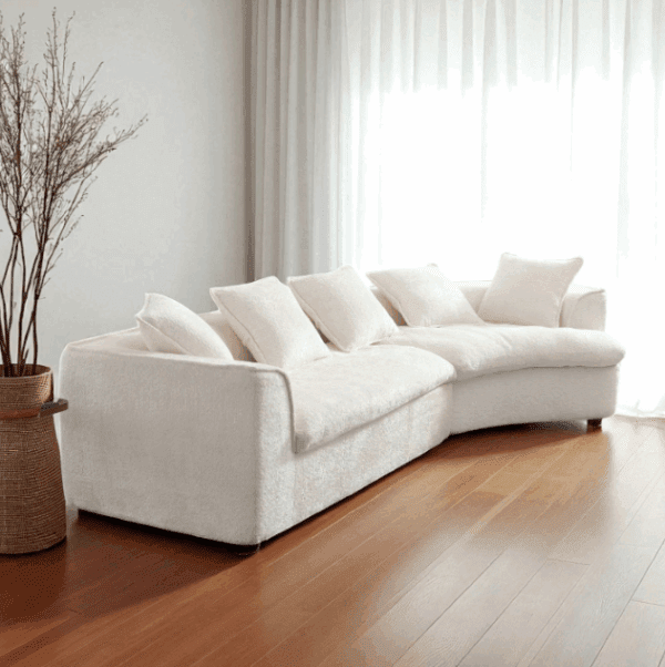 Curved Bouclé 3-Seater Sofa – Modern Living Room Upholstered - Image 6