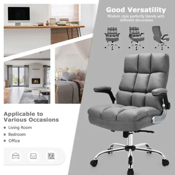 Big & Tall High-Back Swivel Office Chair with Flip-Up Armrests - Image 3