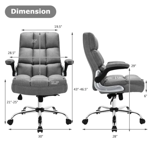 Big & Tall High-Back Swivel Office Chair with Flip-Up Armrests - Image 4