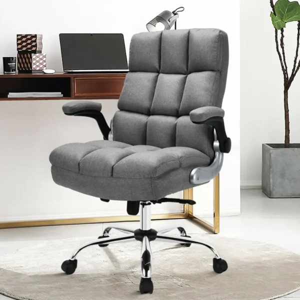 Big & Tall High-Back Swivel Office Chair with Flip-Up Armrests - Image 5