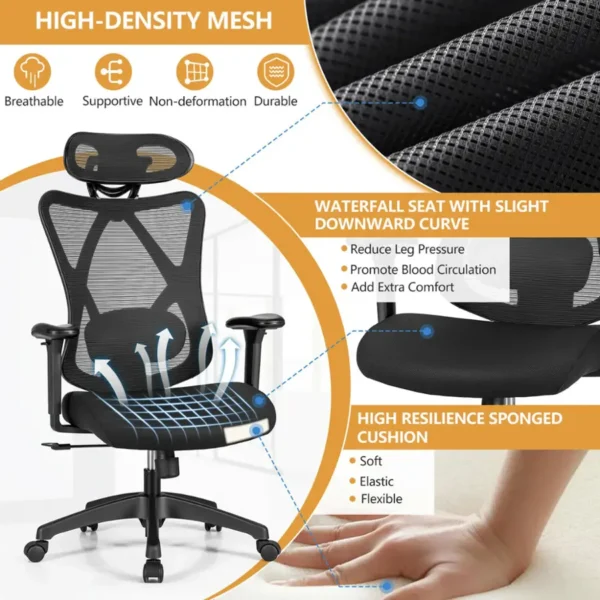 Reclining Mesh Swivel Office Chair with Adjustable Lumbar Support - Image 2