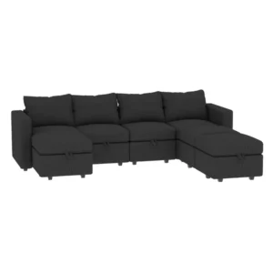 Modern L-Shaped Modular Sectional Sofa – 109″ Upholstered Couch