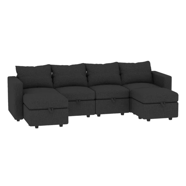 Modular Sectional Sofa with Storage Ottoman – Upholstered Couch - Image 4