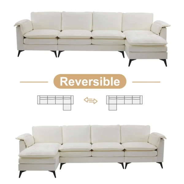 Reversible L-Shaped Sectional Sofa with Storage Chaise - Image 4