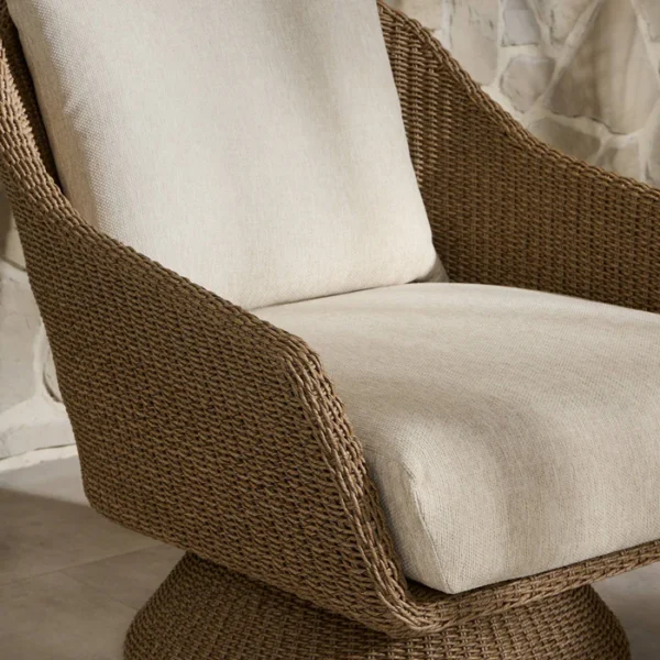Koe Outdoor Swivel Chair – Sculptural Faux Hyacinth Frame - Image 2