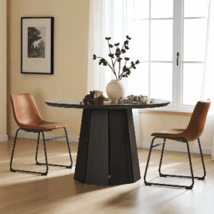 Walker Edison 48″ Round Solid Wood Pedestal Dining Table