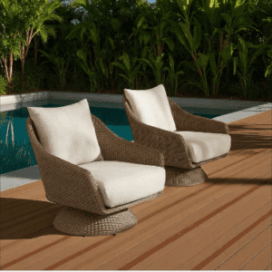 Koe Outdoor Swivel Chair – Sculptural Faux Hyacinth Frame