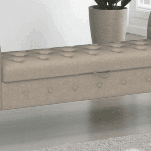 Awonde Upholstered Storage Bench with Arms – Linen Ottoman Seat