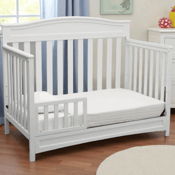 4-in-1 Convertible Baby Crib with Sleigh Design & Daybed Option - Image 5