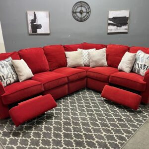 Red Plush Reclining Sectional Sofa (Lazy-Boy Style)